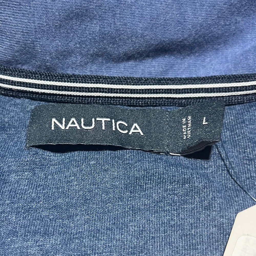 Nautica Mens Blue Heathered Long Sleeve Polo Shirt Size Large NWT - Picture 3 of 16